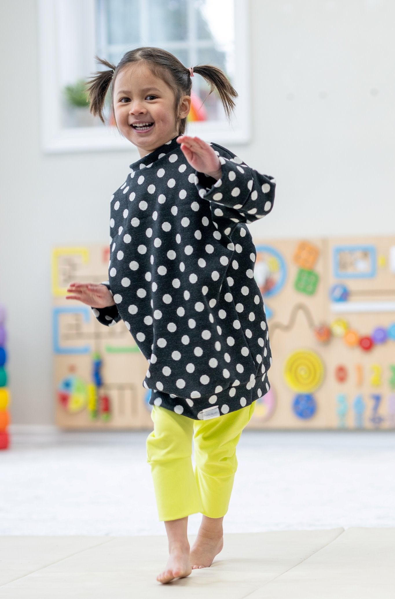 Grow With Me Sweater | Black + Polka Dots