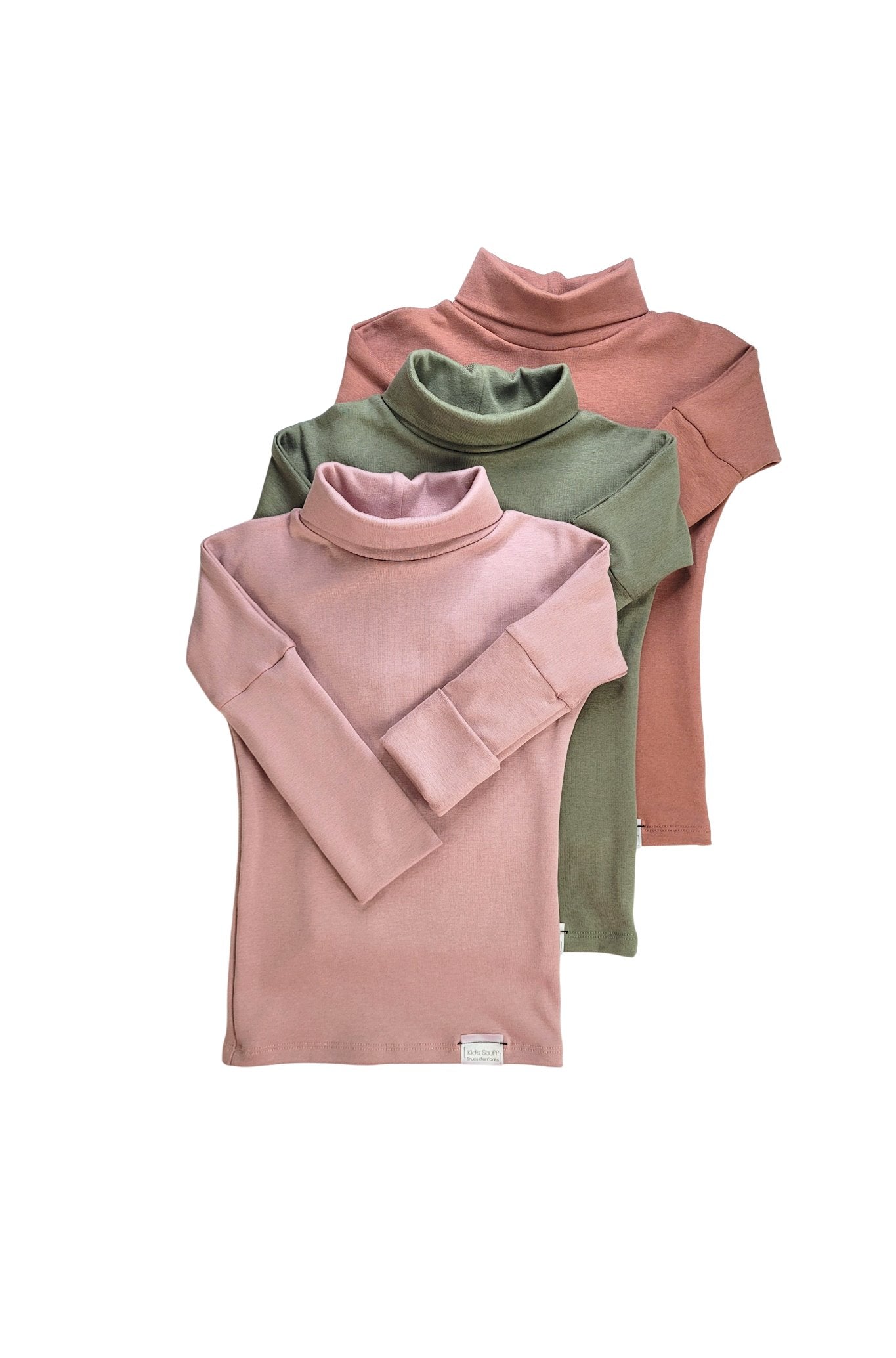 Eco-friendly kids' clothing – gender-neutral Dark Pink grow with me turtleneck, sustainably made in Canada.