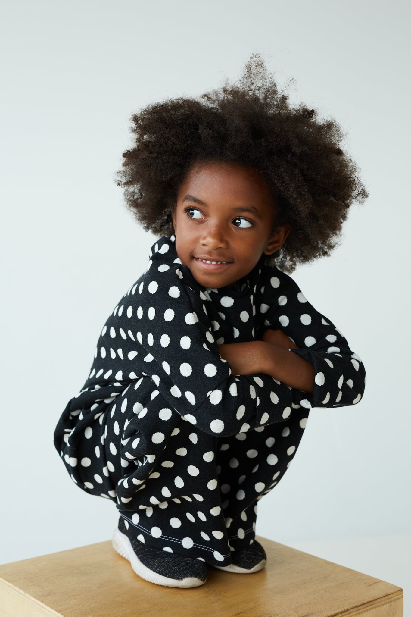 Grow With Me Sweater | Black + Polka Dots