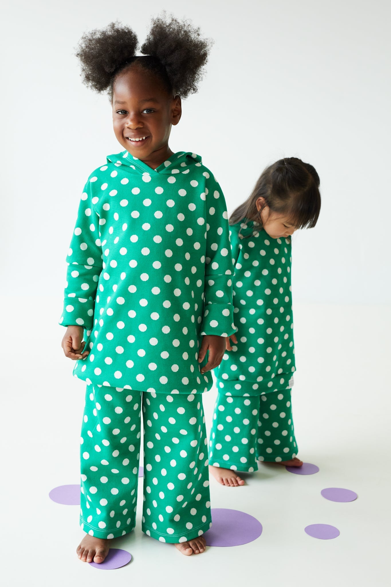 Eco-friendly kids' clothing – gender-neutral organic cottonwide leg pants, sustainably made in Canada.