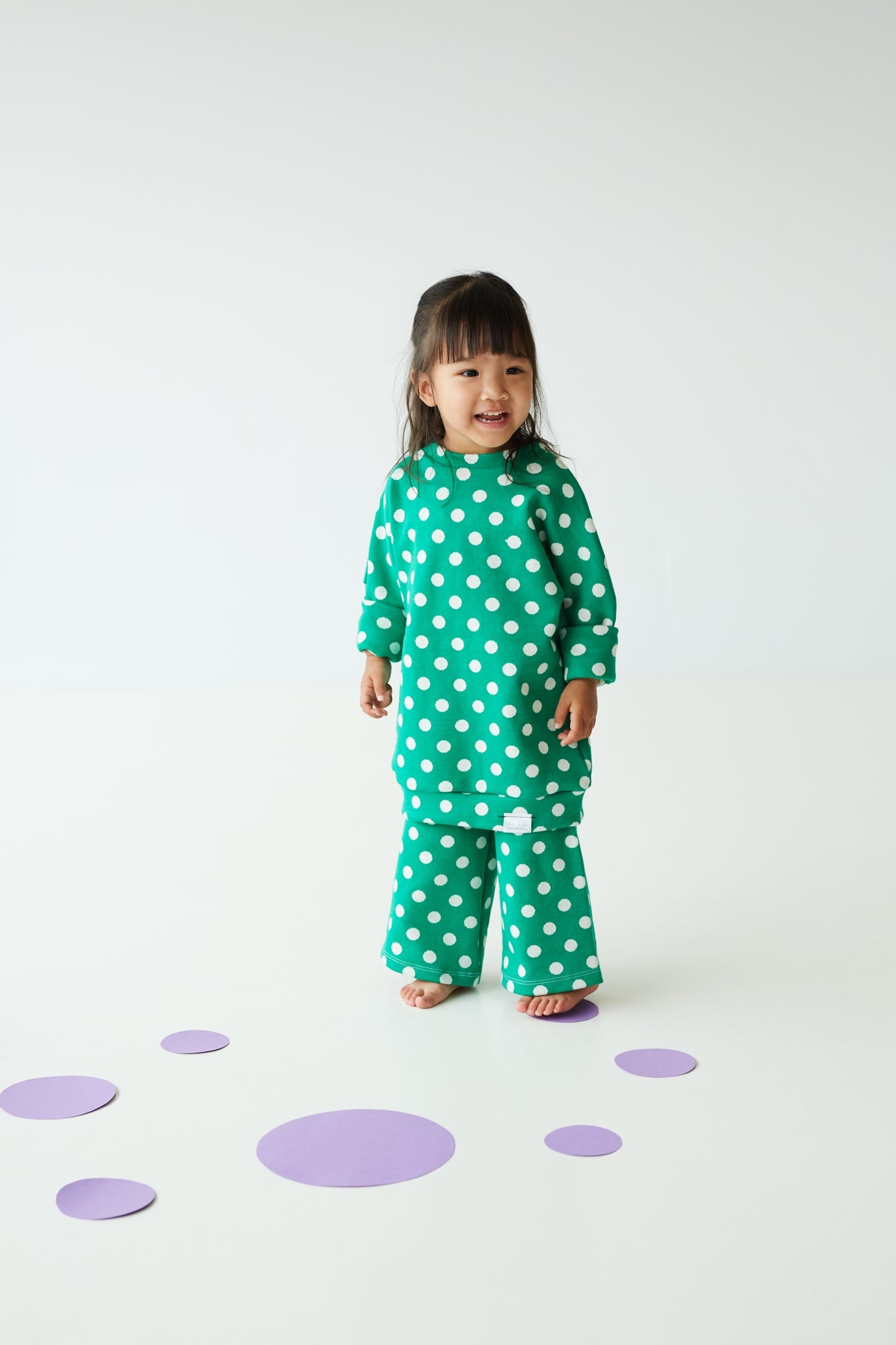 Danny Wide Leg Pants | Green + Polka Dots