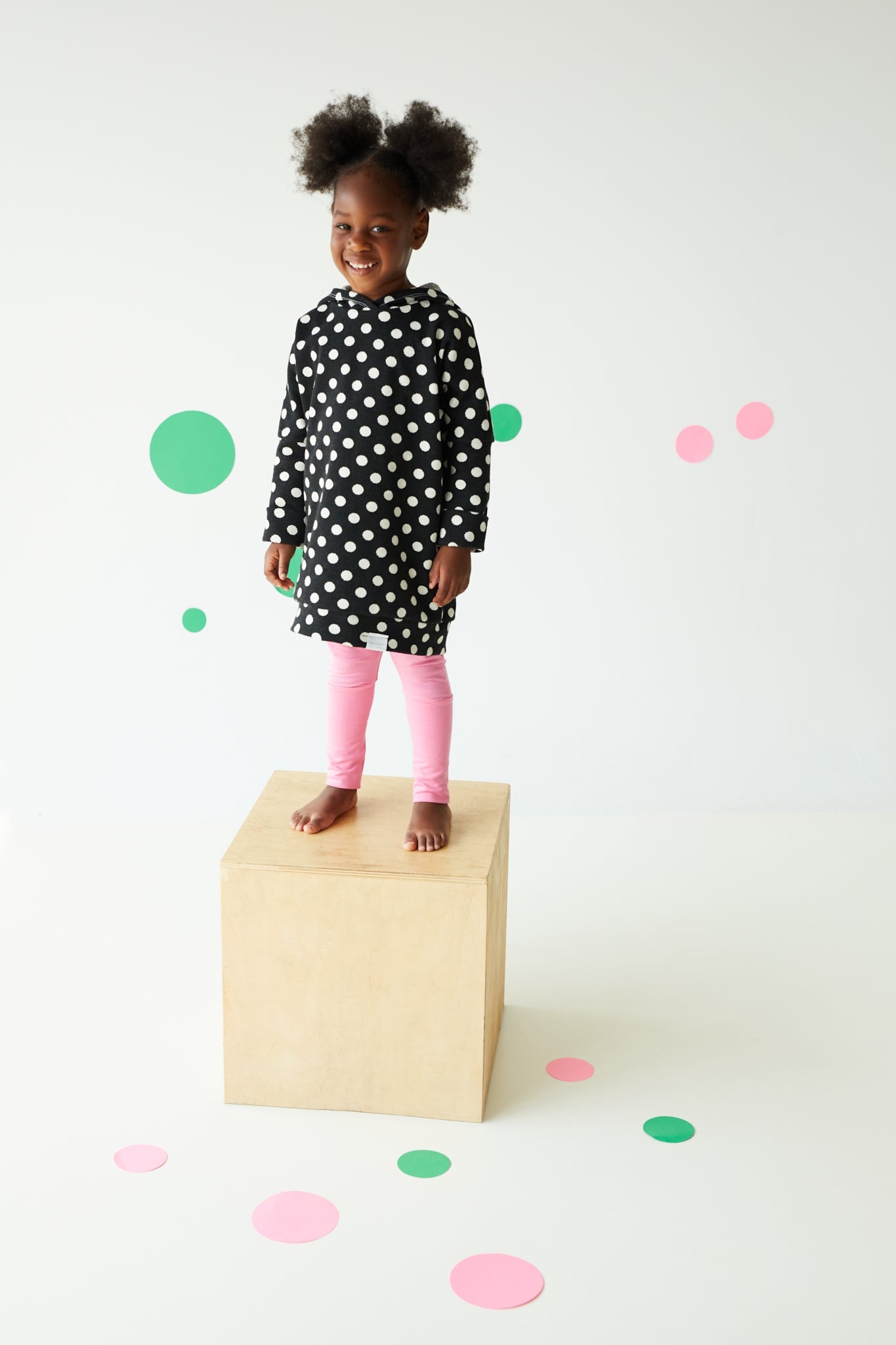 Grow With Me Hoodie | Black + Polka Dots