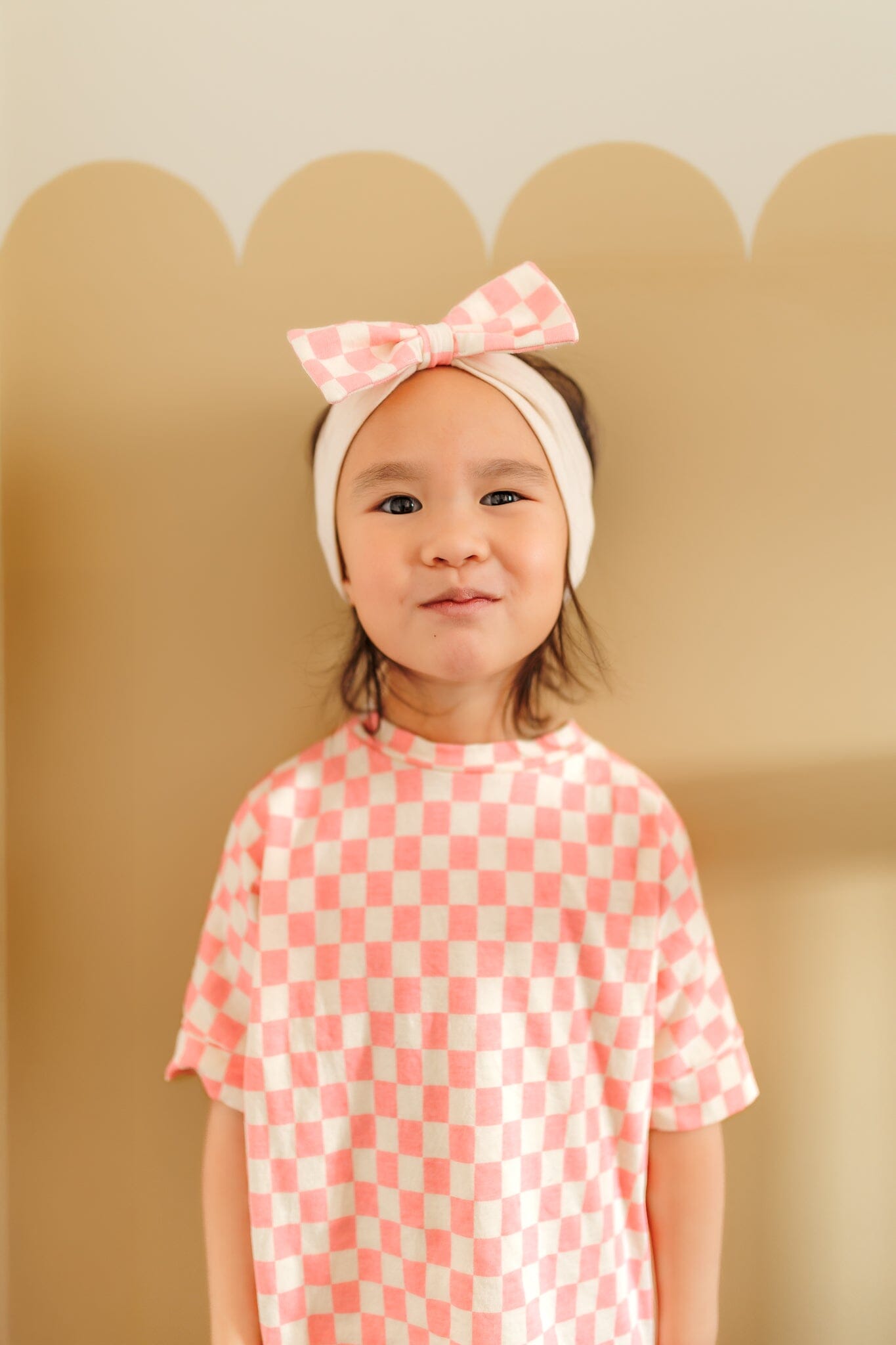 Pink Checkered Bow Headband Kid's Stuff [Trucs d'enfants] 