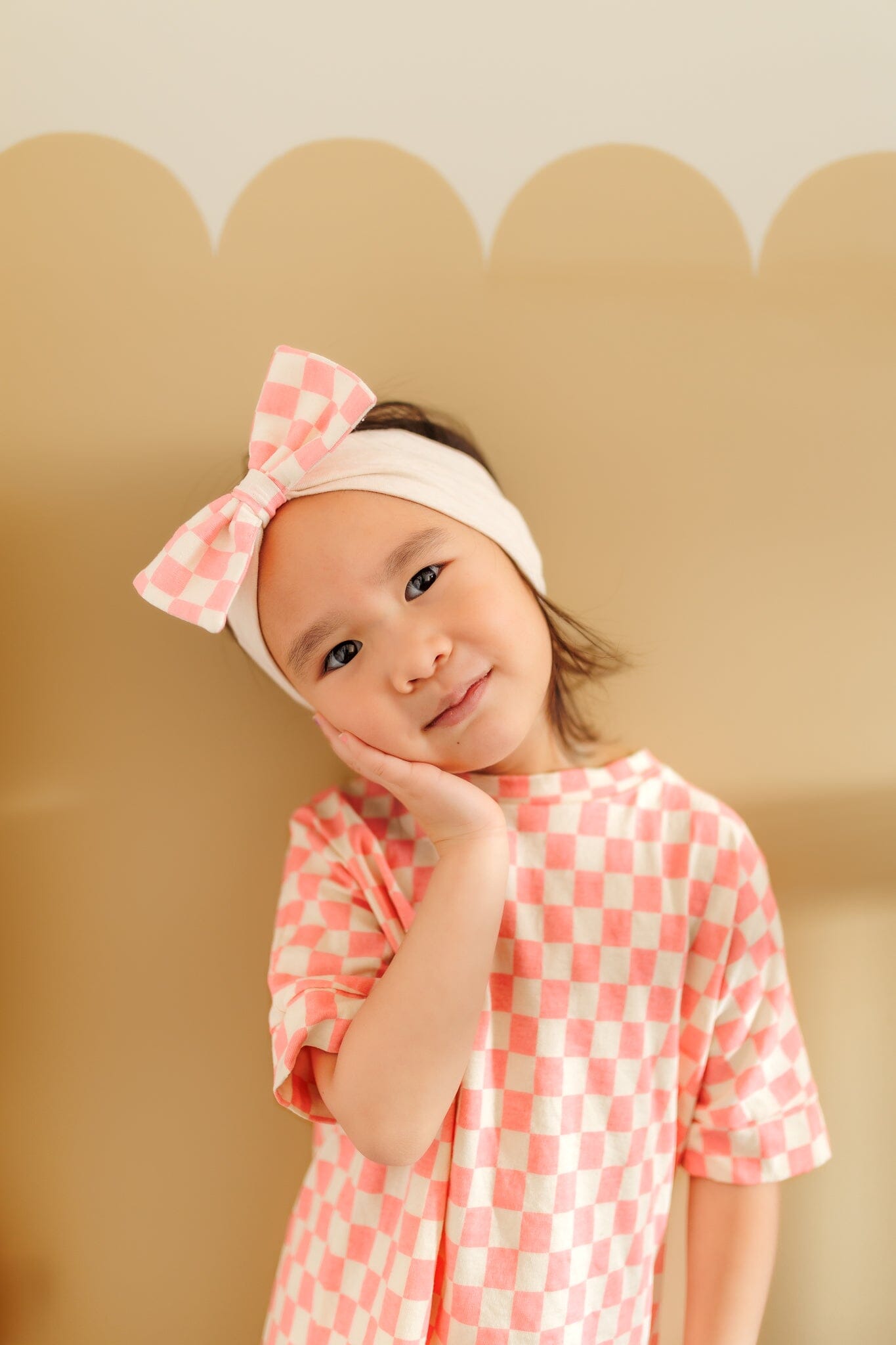 Pink Checkered Bow Headband Kid's Stuff [Trucs d'enfants] 