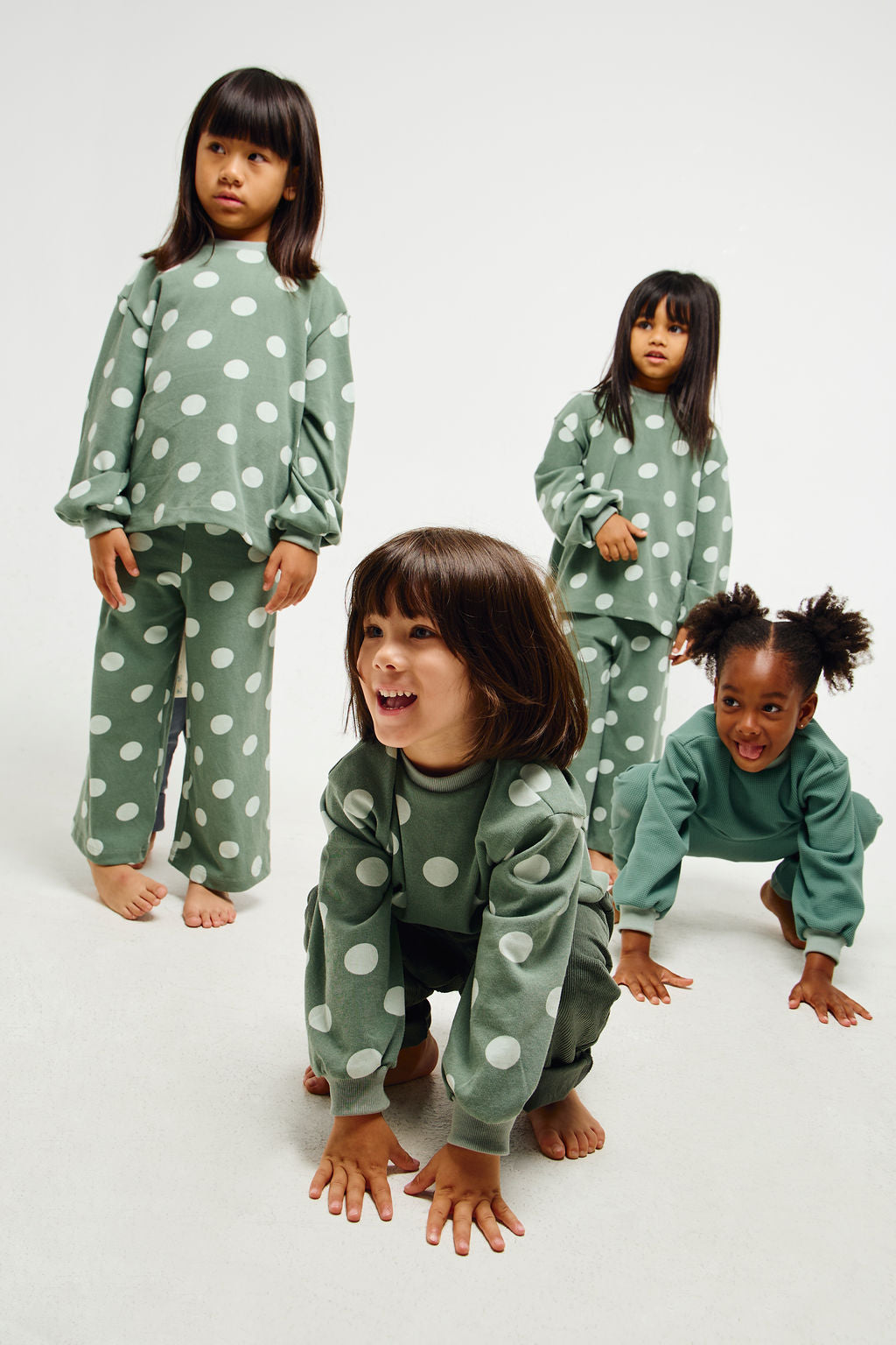 Danny Wide Leg Pants | Sage Green Dots