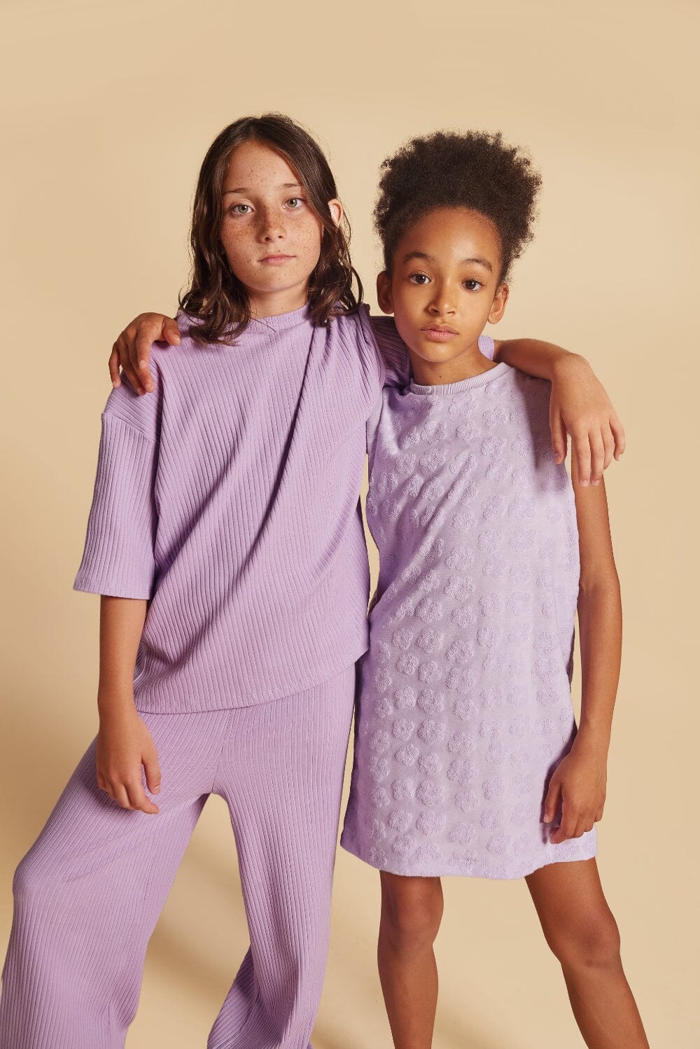 Lilac summer dress made in Montreal, Canada with eco friendly fabrics for your fast growing minis