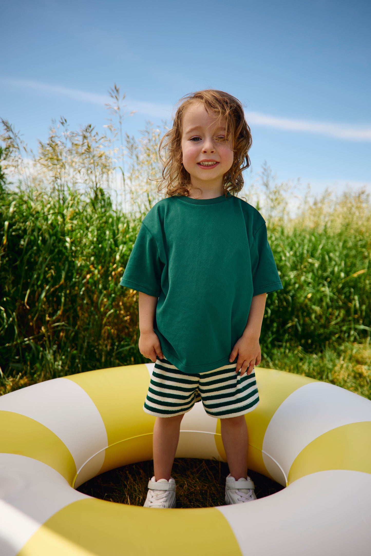Grow With Me Wide Shorts | Jungle Green Stripes Kid's Stuff [Trucs d'enfants] 