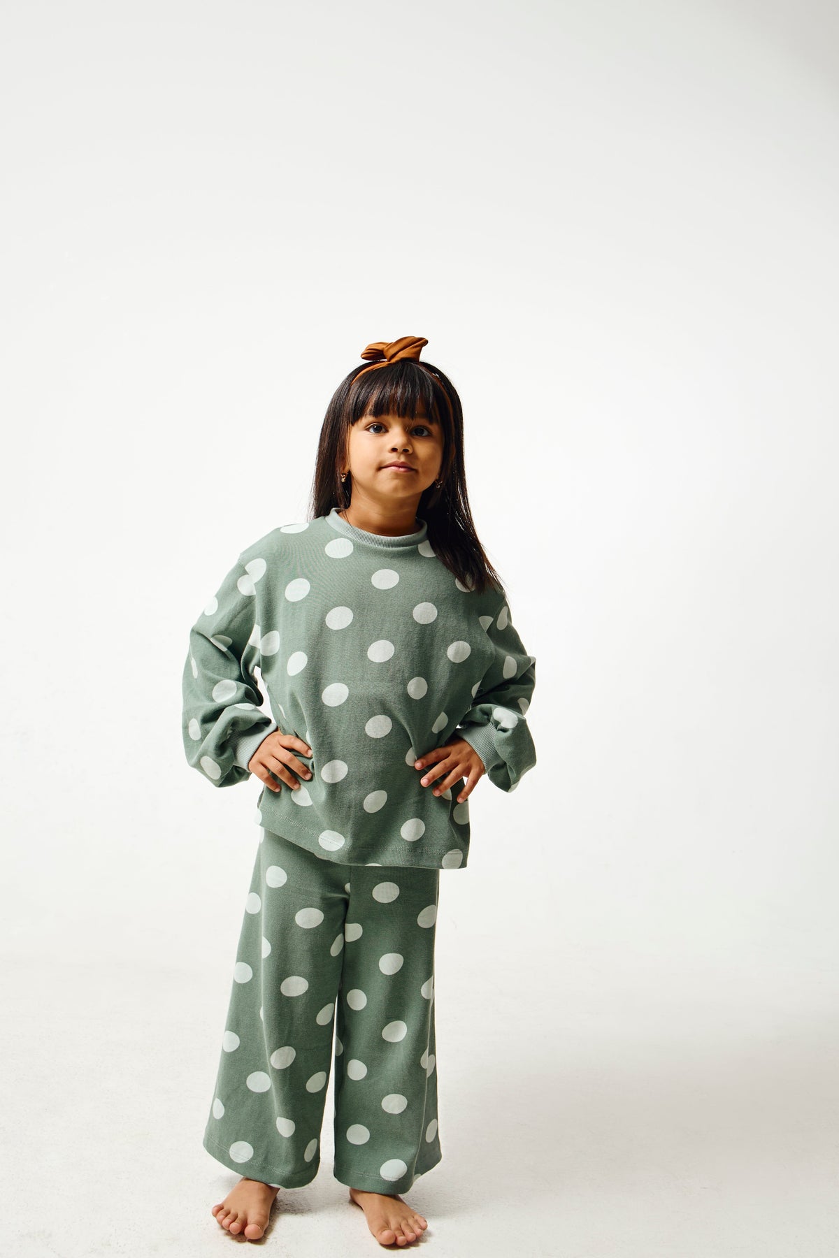 Danny Wide Leg Pants | Sage Green Dots Pants Kid's Stuff [Trucs d'enfants] 