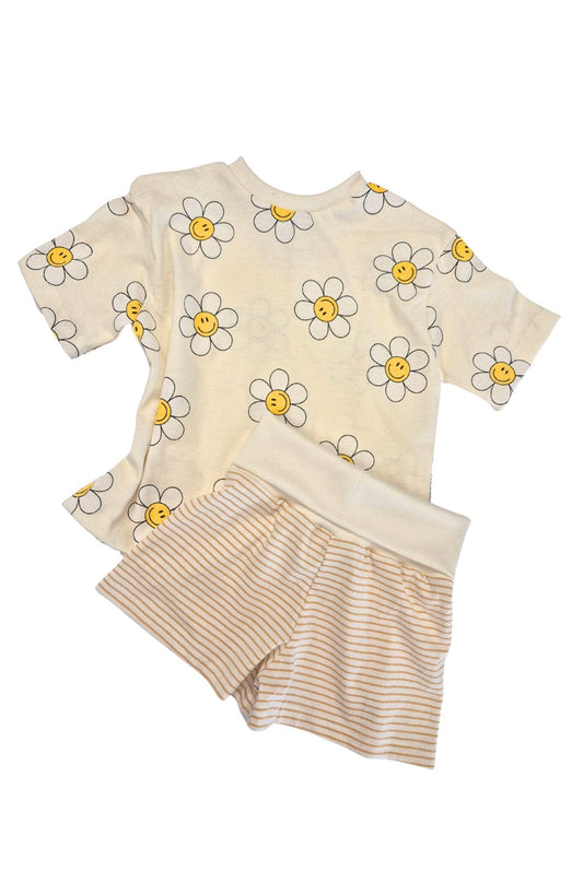 Oversized Cotton T-Shirt | Flowers & Smiley Faces Kid's Stuff [Trucs d'enfants] 