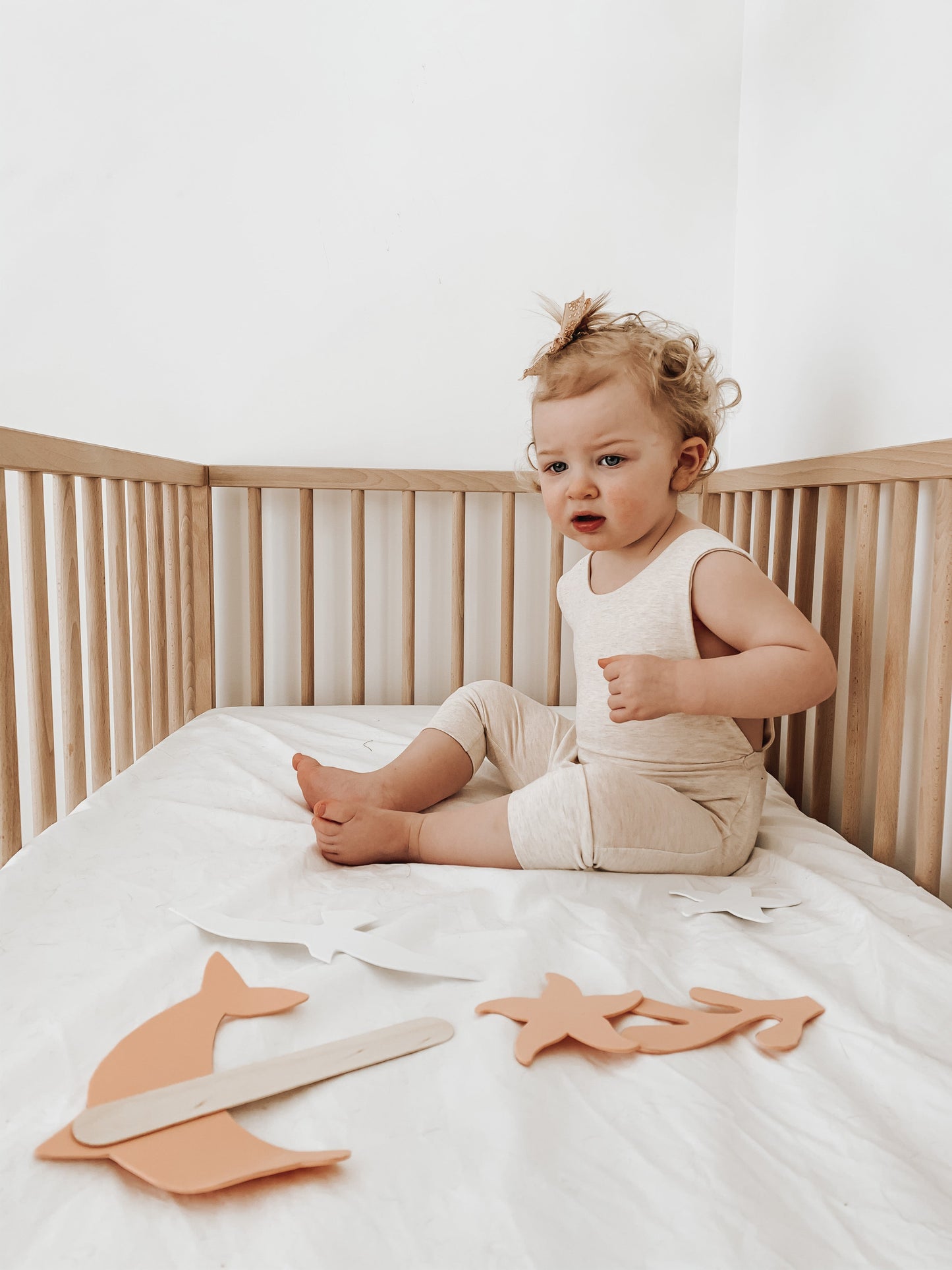 Grow With Me Shorts Overalls | Heather Cream