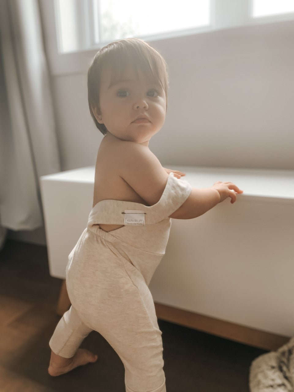 Grow With Me Shorts Overalls | Heather Cream